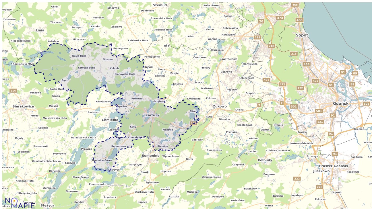 Mapa obszarów ochrony przyrody Kartuz