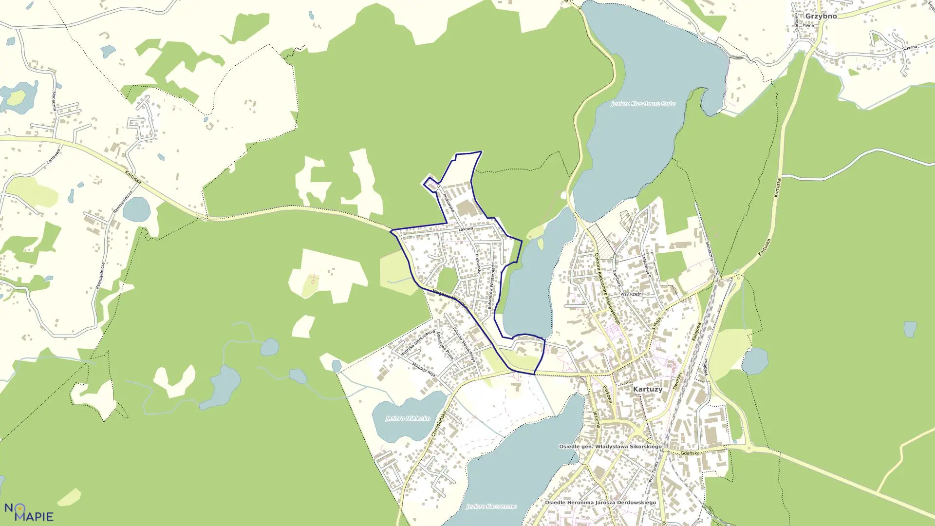 Mapa obrębu 1 w gminie Kartuzy