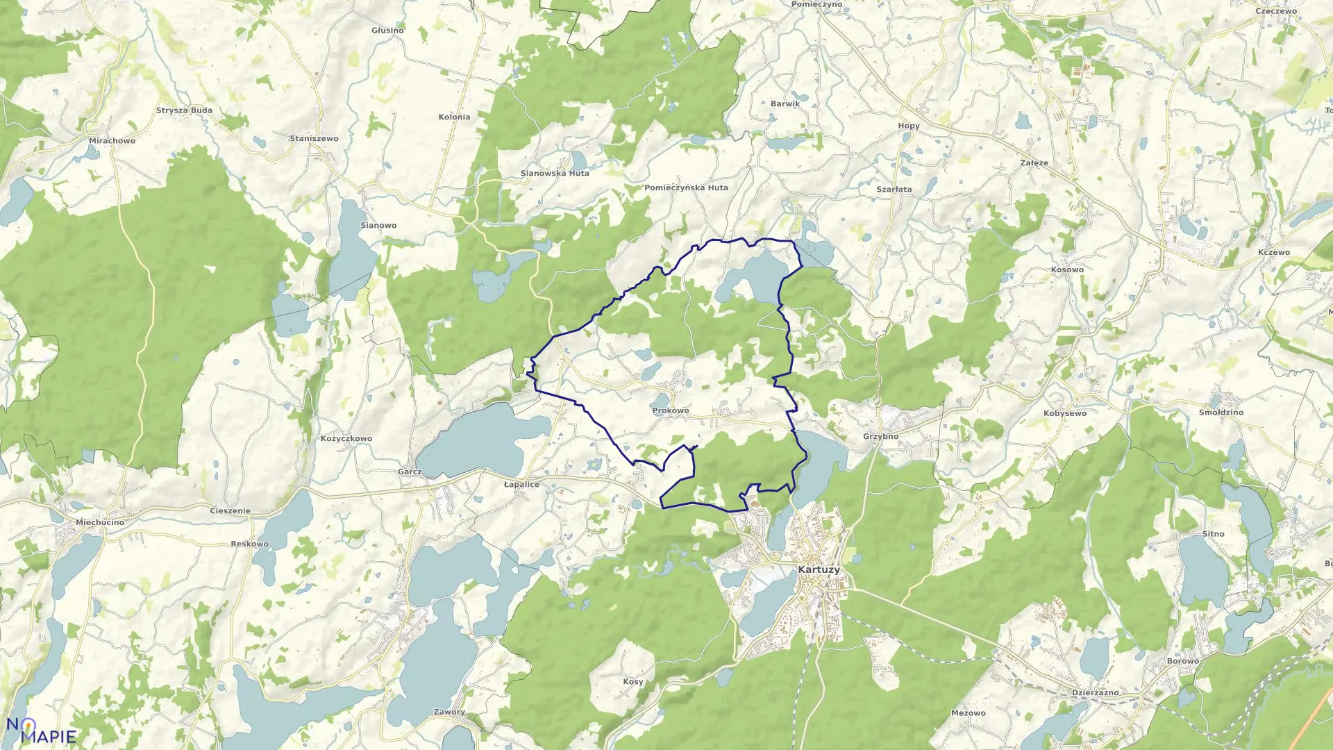 Mapa obrębu Prokowo w gminie Kartuzy